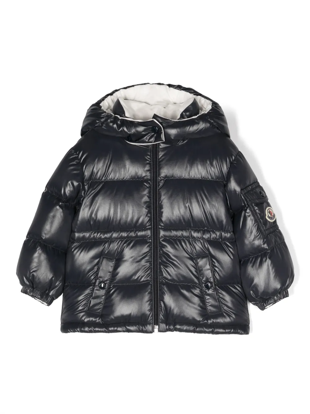 

Пуховик с нашивкой-логотипом Moncler Enfant, синий