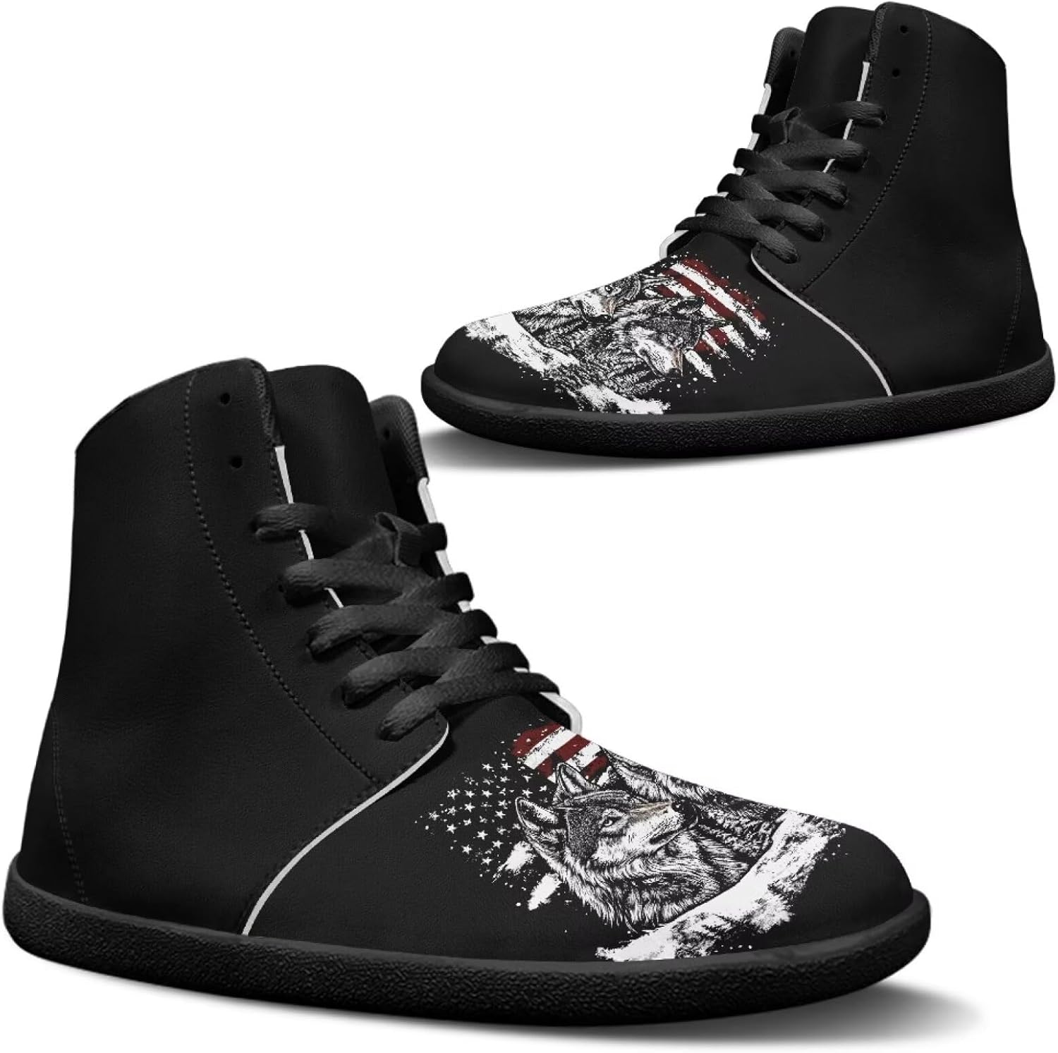 

Мужские минималистичные босоножки Fuxowvby, Кроссовки с широкой носочной частью, Обувь с нулевым перепадом для тренировок, прогулок, походов, бега и тенниса, размеры US 5-14, American Flag Wolf