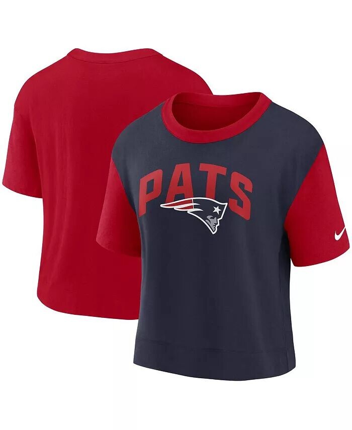

Женская красная, темно-синяя модная футболка New England Patriots High Hip Fashion Nike, красный