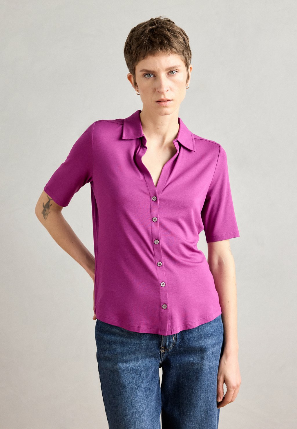 

Блузка на пуговицах BLOUSE SHORT SLEEVE CLASSIC FIT Marc O'Polo, цвет Fresh Berry