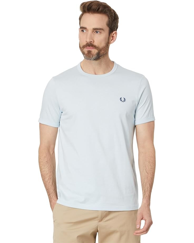 

Футболка Fred Perry Ringer, цвет Light Ice/Midnight Blue