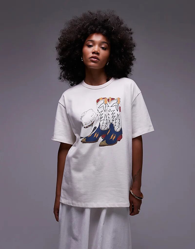 

Футболка с принтом в виде ковбойских ботинок Levi's Tabor белого цвета