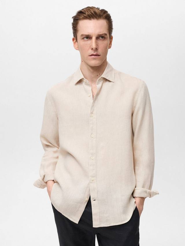 

Рубашка Parrot Linen Regular Fit Mango, Beige