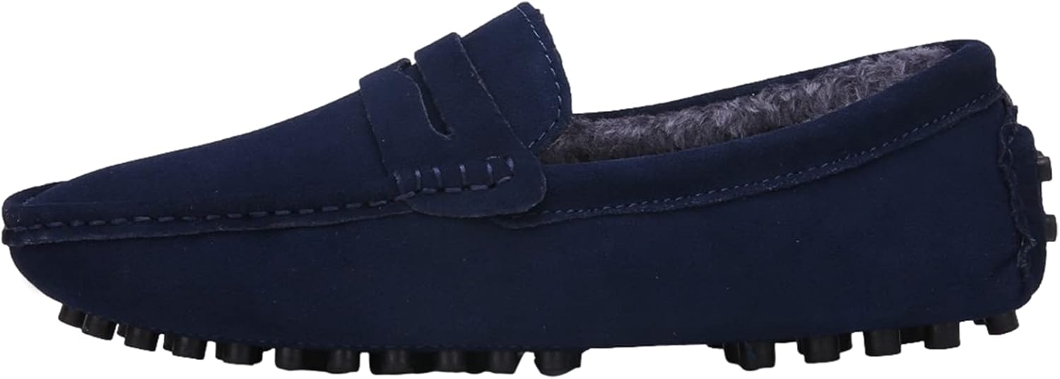 Мужские замшевые кожаные лоферы ANUFER, удобные мокасины, Navy-plush Lined — фото 2