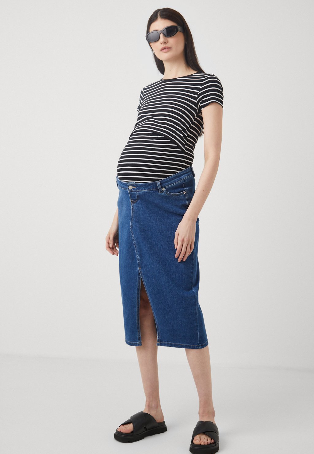 

Юбка из денима OLMSIRI FRONT SLIT SKIRT ONLY MATERNITY, синий деним