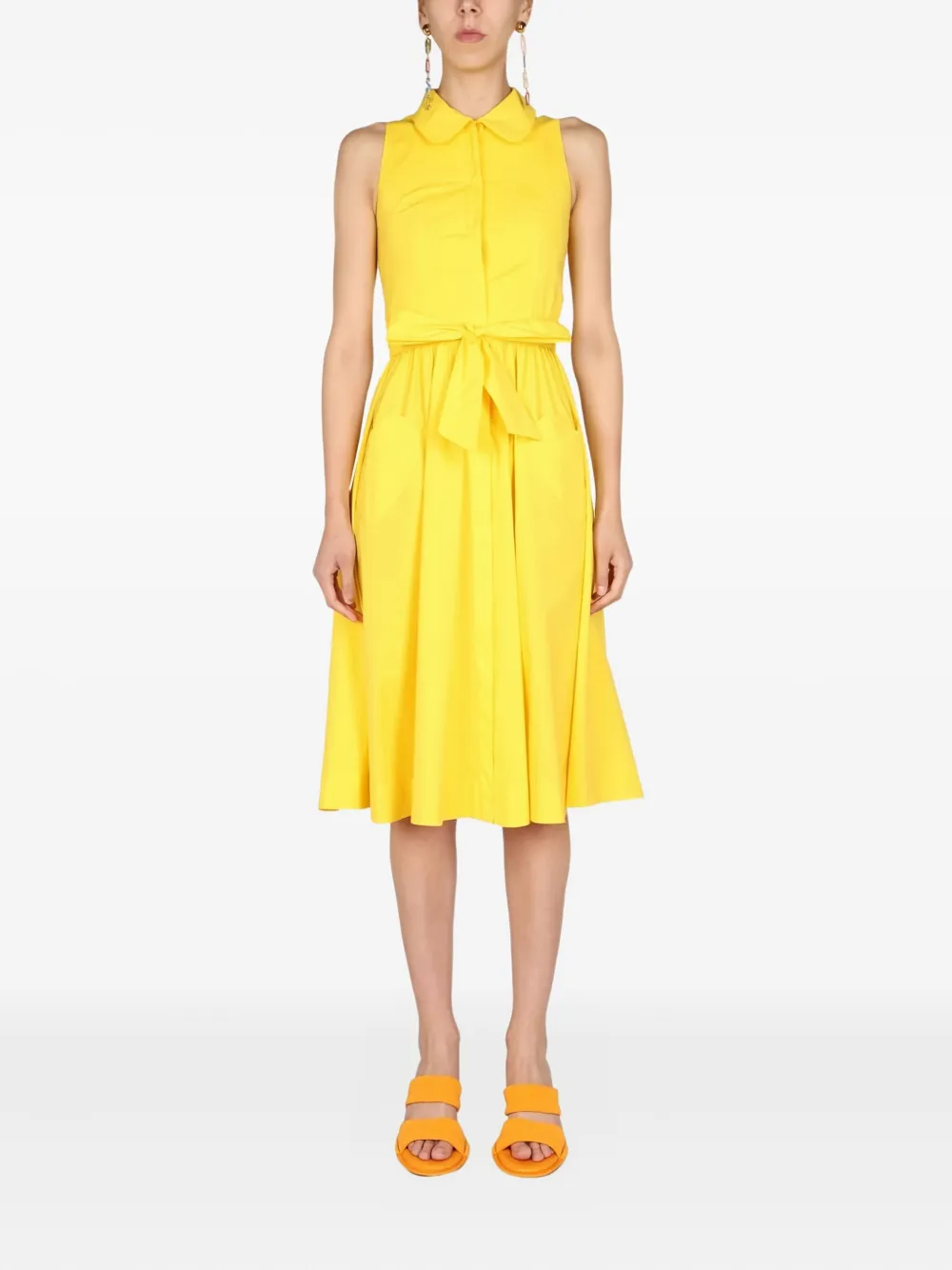 

Платье миди с поло-воротником и завязками Moschino, желтый