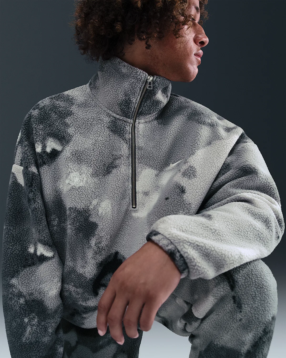 Мужская куртка Nike Therma-FIT с полузастежкой-молнией, Iron Grey/Pale Ivory — фото 3