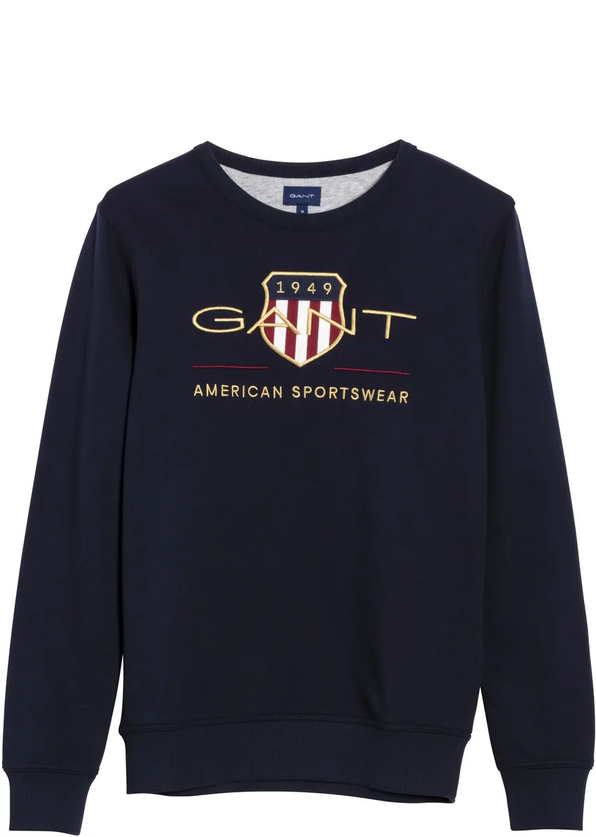 

Толстовка Gant "ARCHIVE SHIELD C-NECK", с круглым вырезом в рубчик, синий