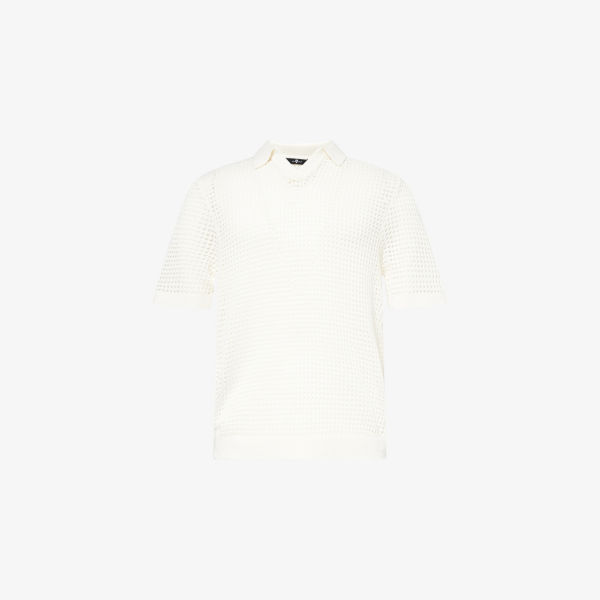 

Короткий рукав, поло из хлопкового трикотажа с вязаными элементами 7 For All Mankind, белый