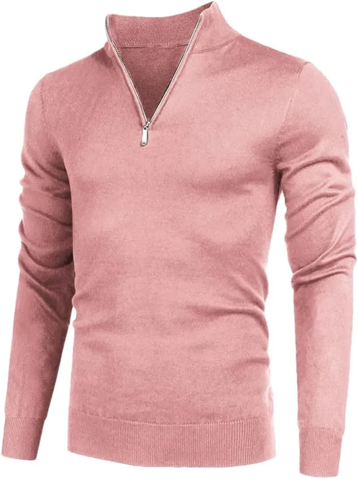 

Мужской свитер с высоким воротником и полумолнией