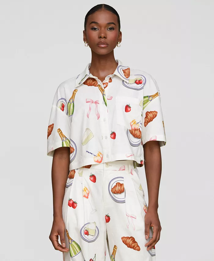 

Женская печатная рубашка на пуговицах Camp Shirt Avec Les Filles, мультиколор