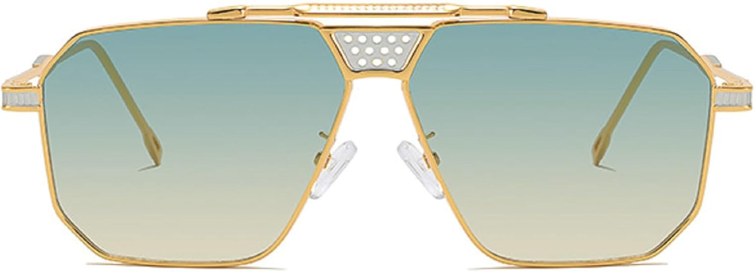 

Ретро женские роскошные металлические квадратные солнцезащитные очки с защитой от УФ-излучения UV400, модные градиентные мужские солнцезащитные очки-пилот mincl, Green