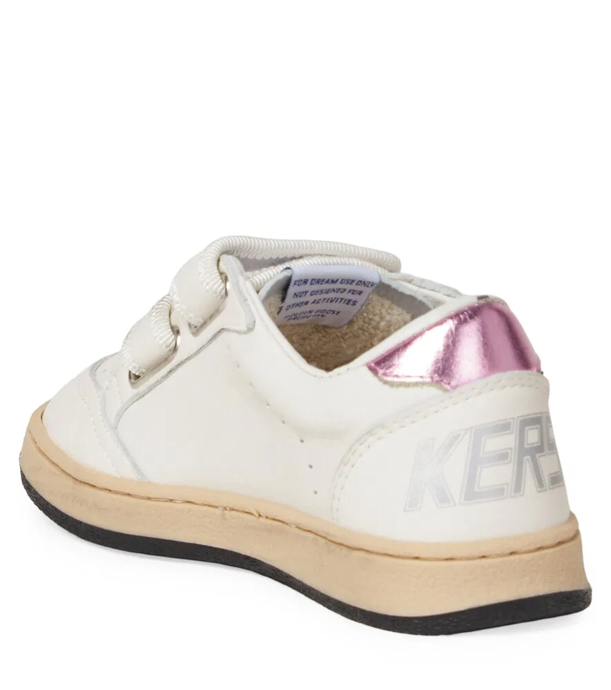 Кожаные кроссовки Ball Star с блестками Golden Goose Kids, белый — фото 3
