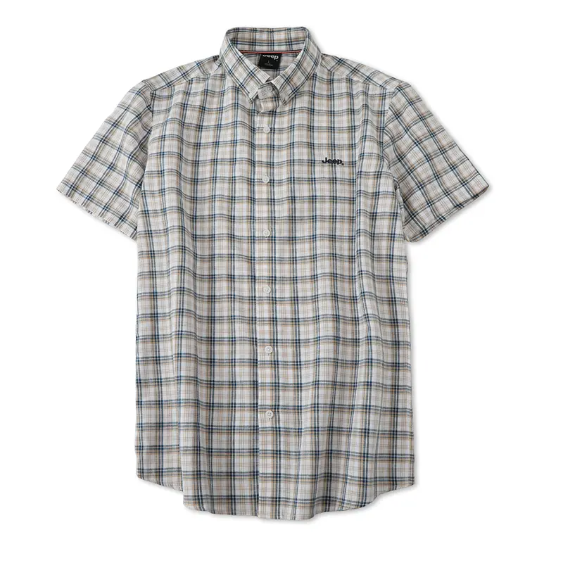 

Jeep Рубашка мужская желтая с синим лацканом Moderate