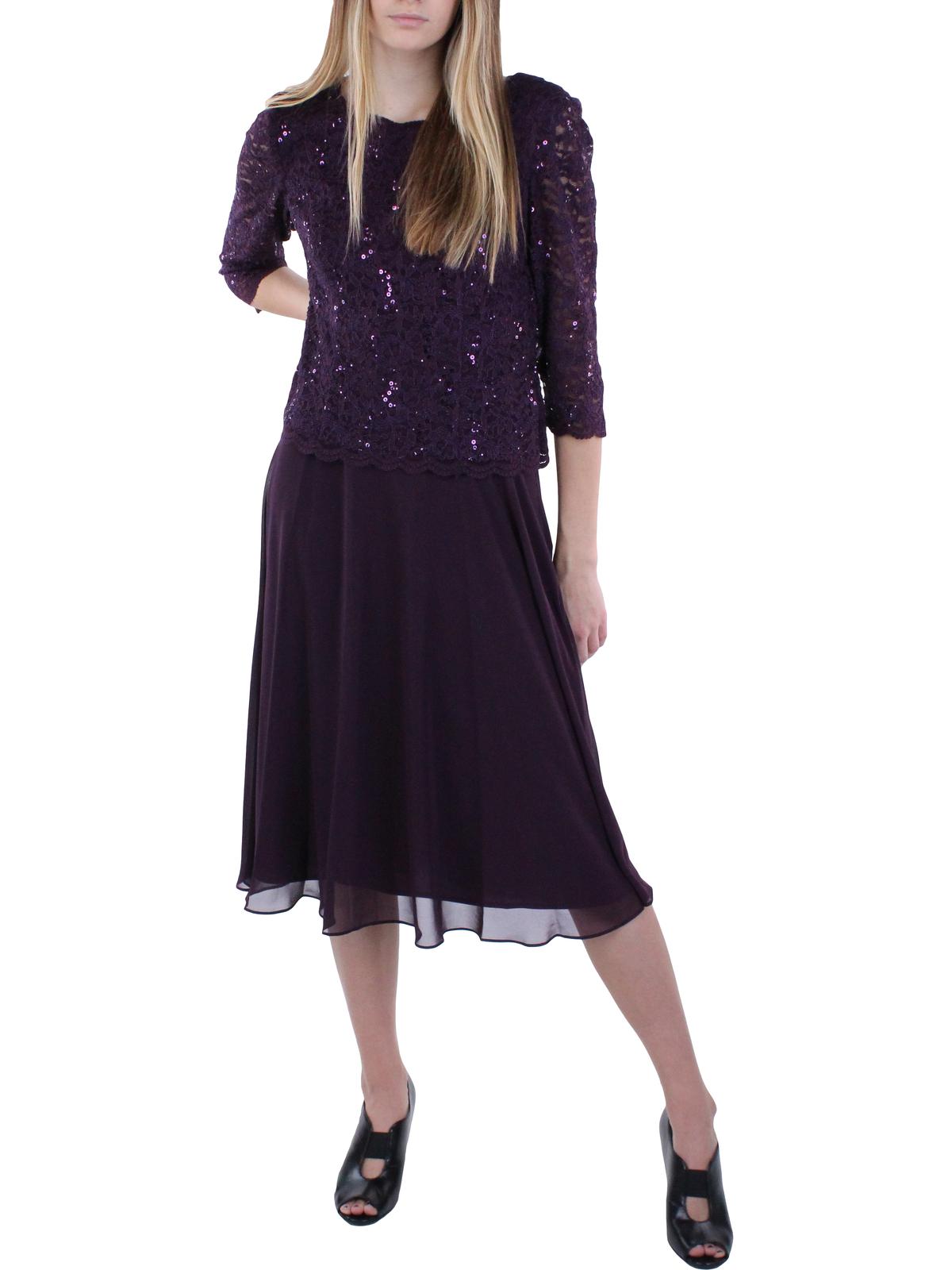 

Женское кружевное коктейльное платье с пайетками Alex Evenings, цвет deep plum
