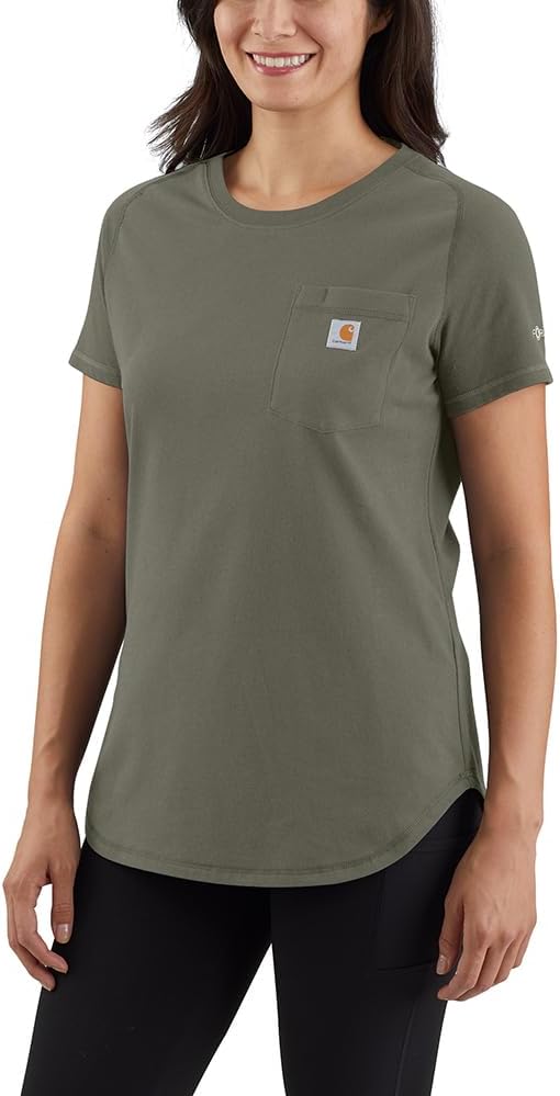 

Женская футболка Carhartt Force свободного кроя средней плотности с карманами 105415, Dusty Olive