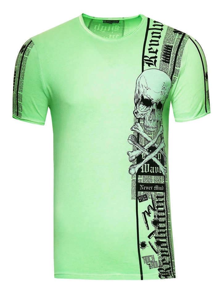 

Футболка байкера спереди и сзади с принтом неоново-зеленого цвета Rusty Neal, Зеленый, Футболка байкера спереди и сзади с принтом неоново-зеленого цвета Rusty Neal