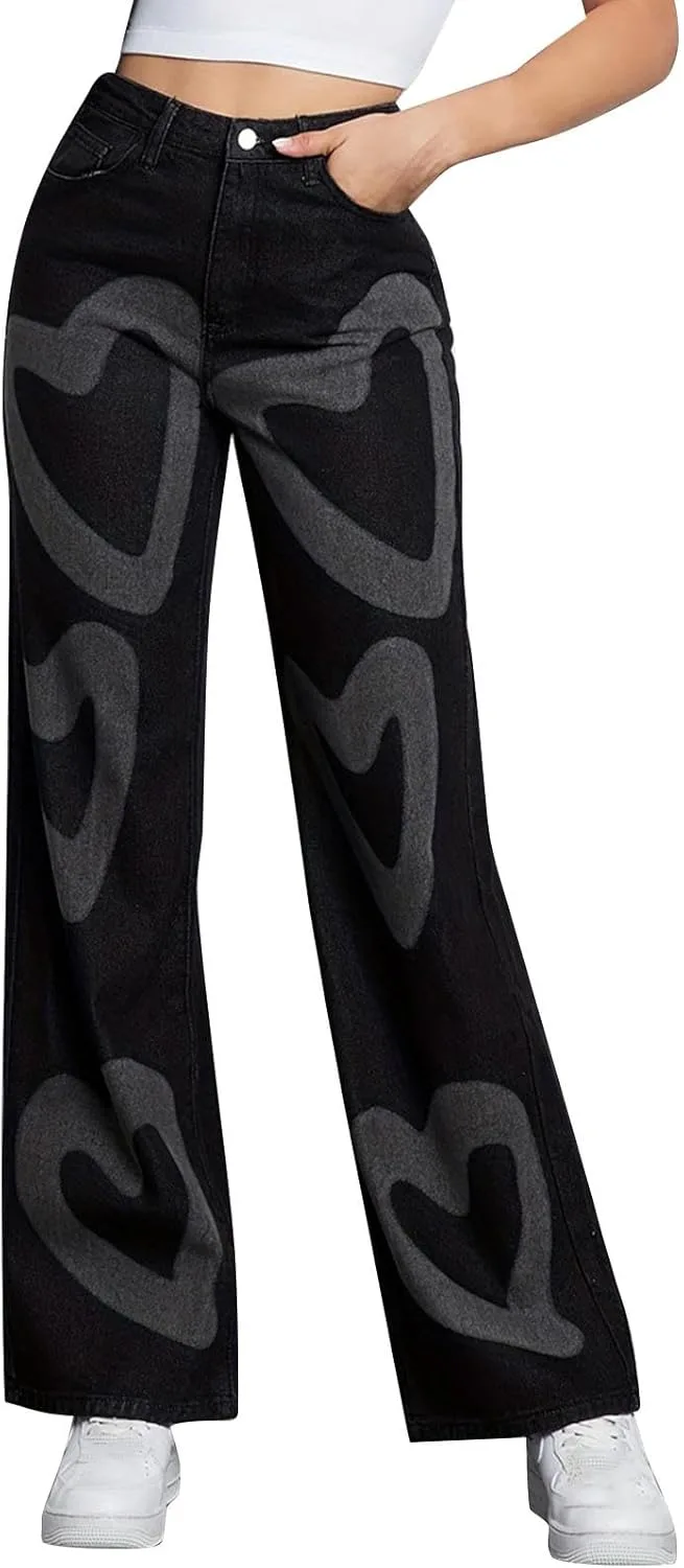 

Женские джинсы wide leg high waisted baggy casual stretchy