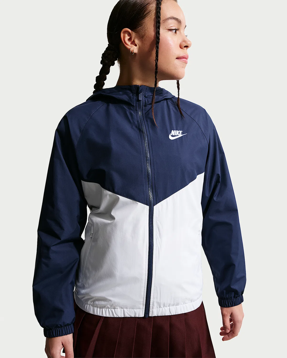 Детская куртка с капюшоном Nike Sportswear Windrunner Repel, Midnight Navy/White/White — фото 2