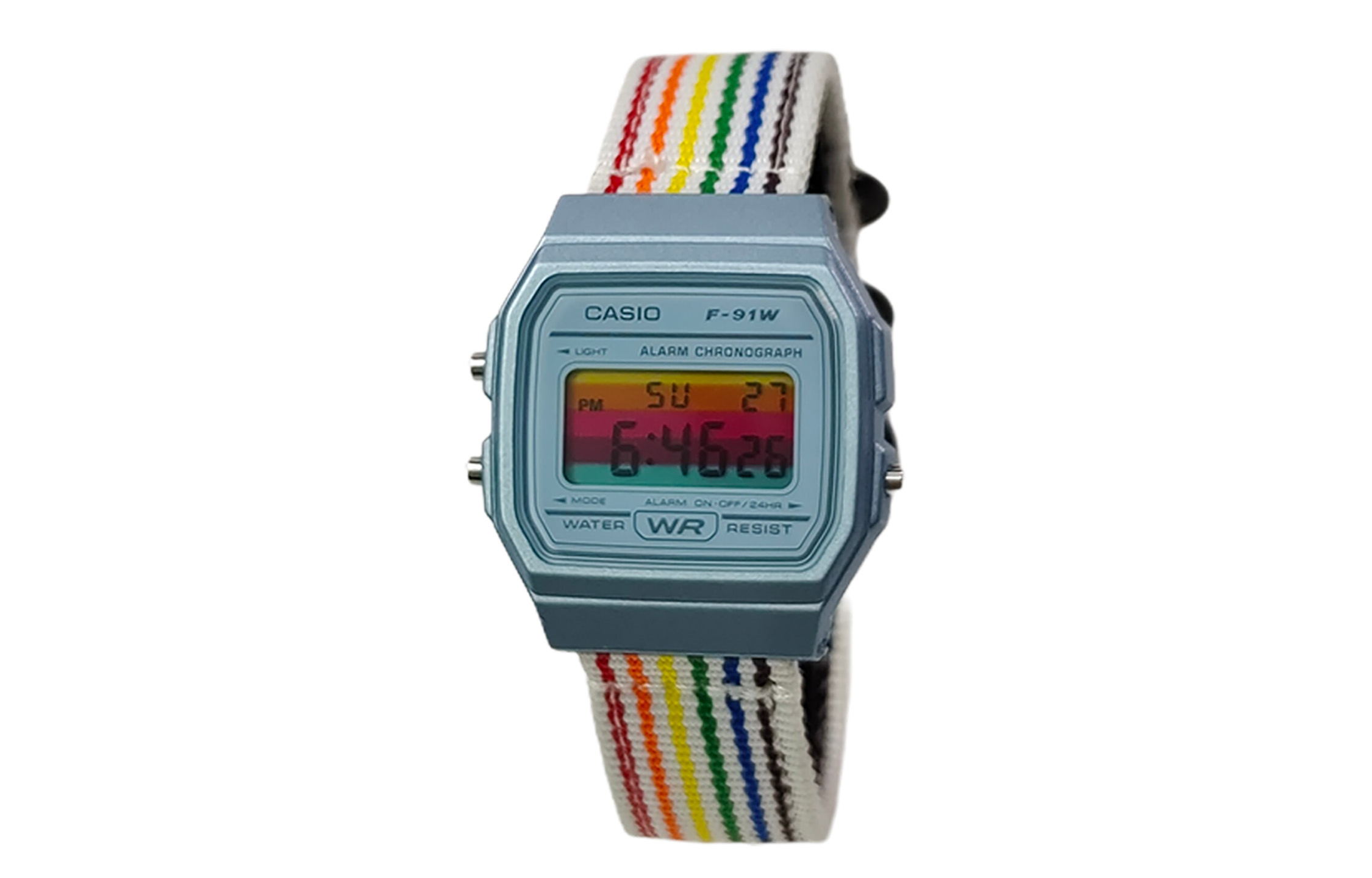 

CASIO Ретрофутболка Quartz Movement Nylon Strap Watch женские часы синий циферблат