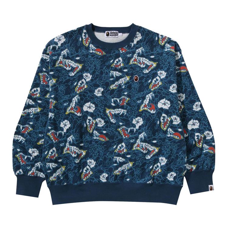 

Толстовка BAPE Japanese Tattoo Camo Relaxed Fit Crewneck Sweatshirt, Blue