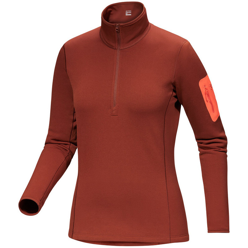 

Женский базовый слой из кианита на молнии с длинными рукавами Arcteryx, красный