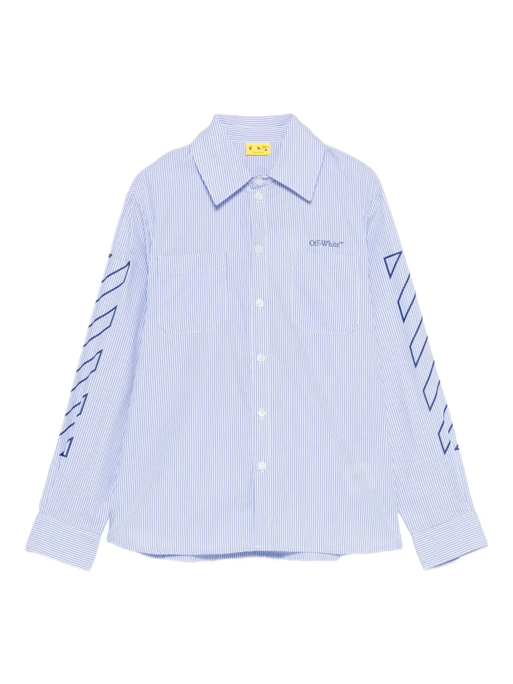 

Рубашка в полоску с вышитым логотипом OFF-WHITE KIDS, синий