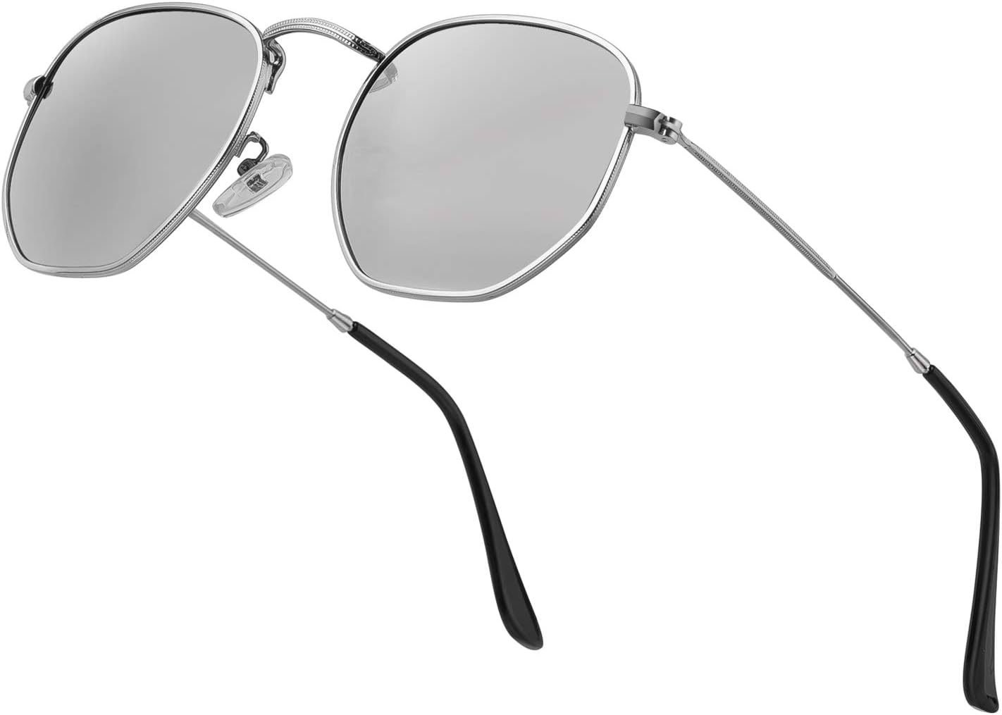 

Хипстерские шестиугольные поляризованные солнцезащитные очки для мужчин и женщин, геометрические квадратные, маленькие, в винтажном стиле, с металлической оправой, ретро-очки Htms, Silver Lens/Silver Frame