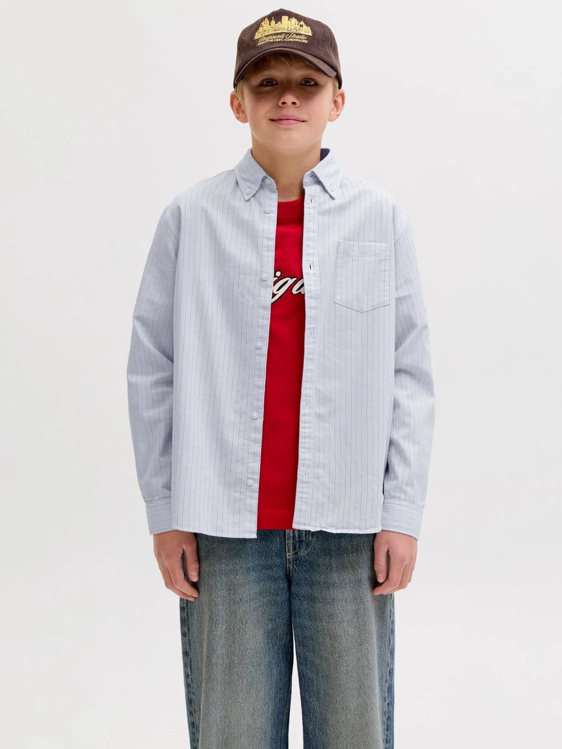 Оксфордская рубашка, свободный крой, JACK & JONES Junior, кашемирово-синий — фото 2