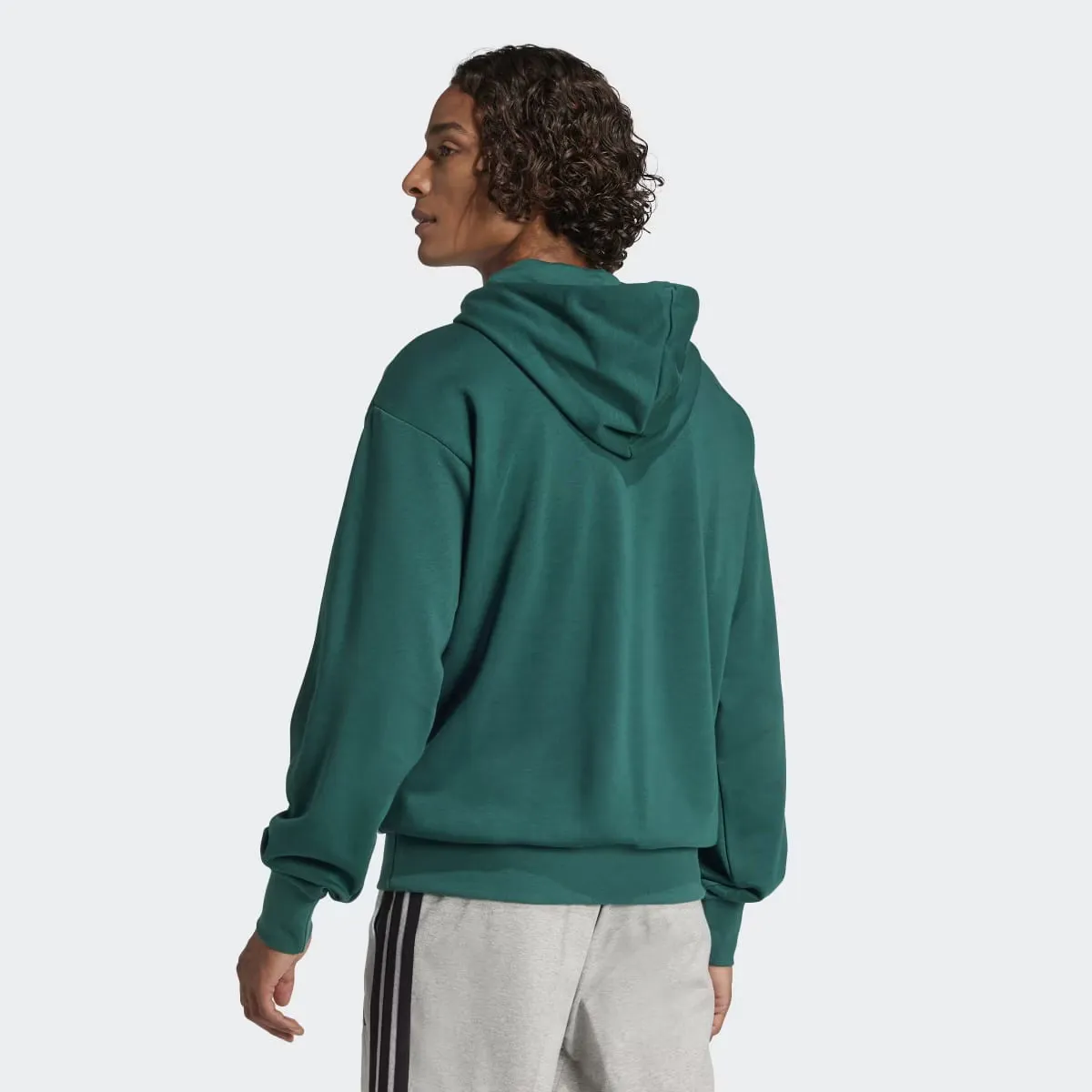 Men's Essentials Толстовка с капюшоном с большим логотипом French Terry Adidas, зеленый — фото 2