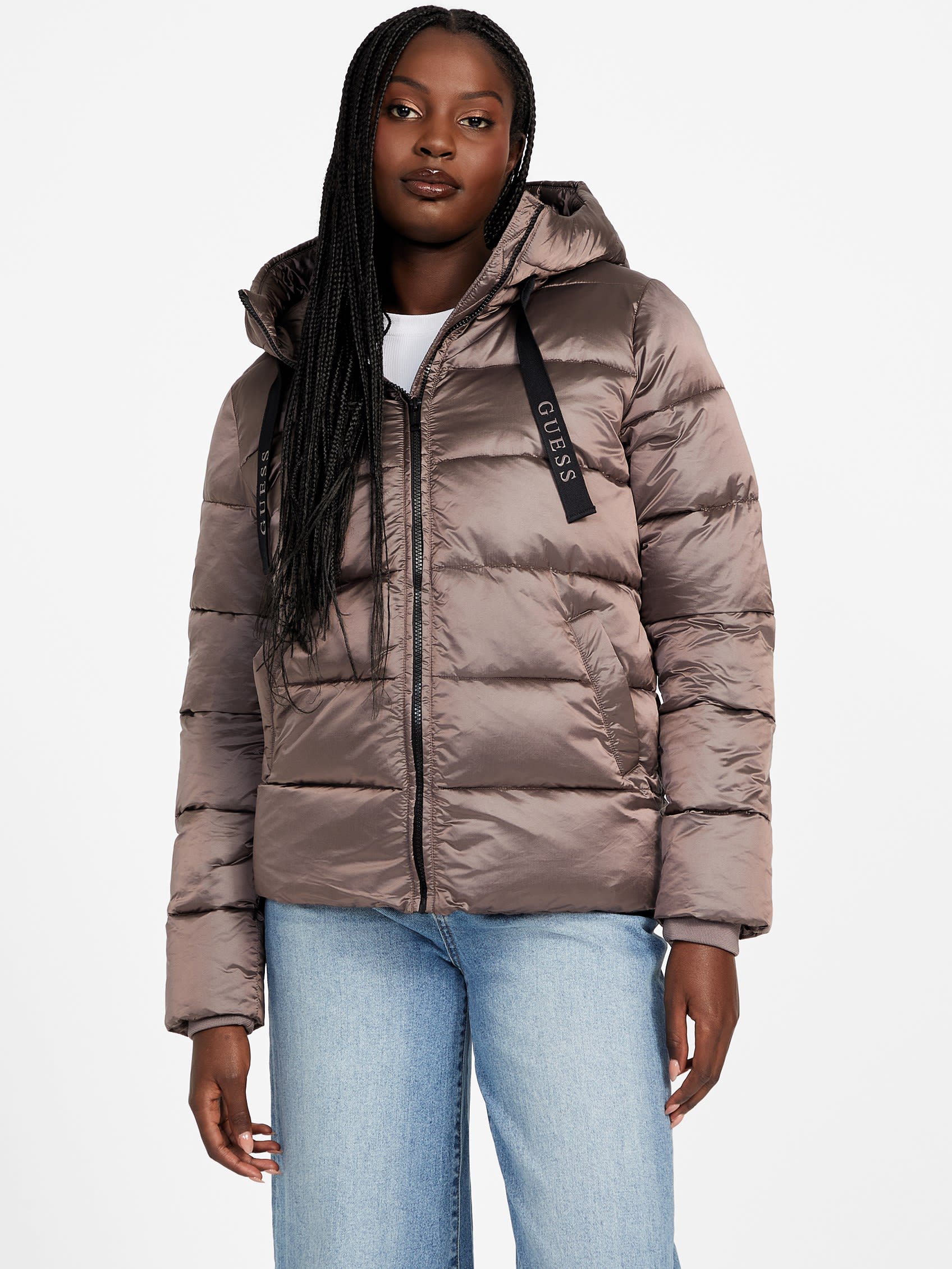 

Малина Стеганая куртка Guess Factory, Metal Taupe