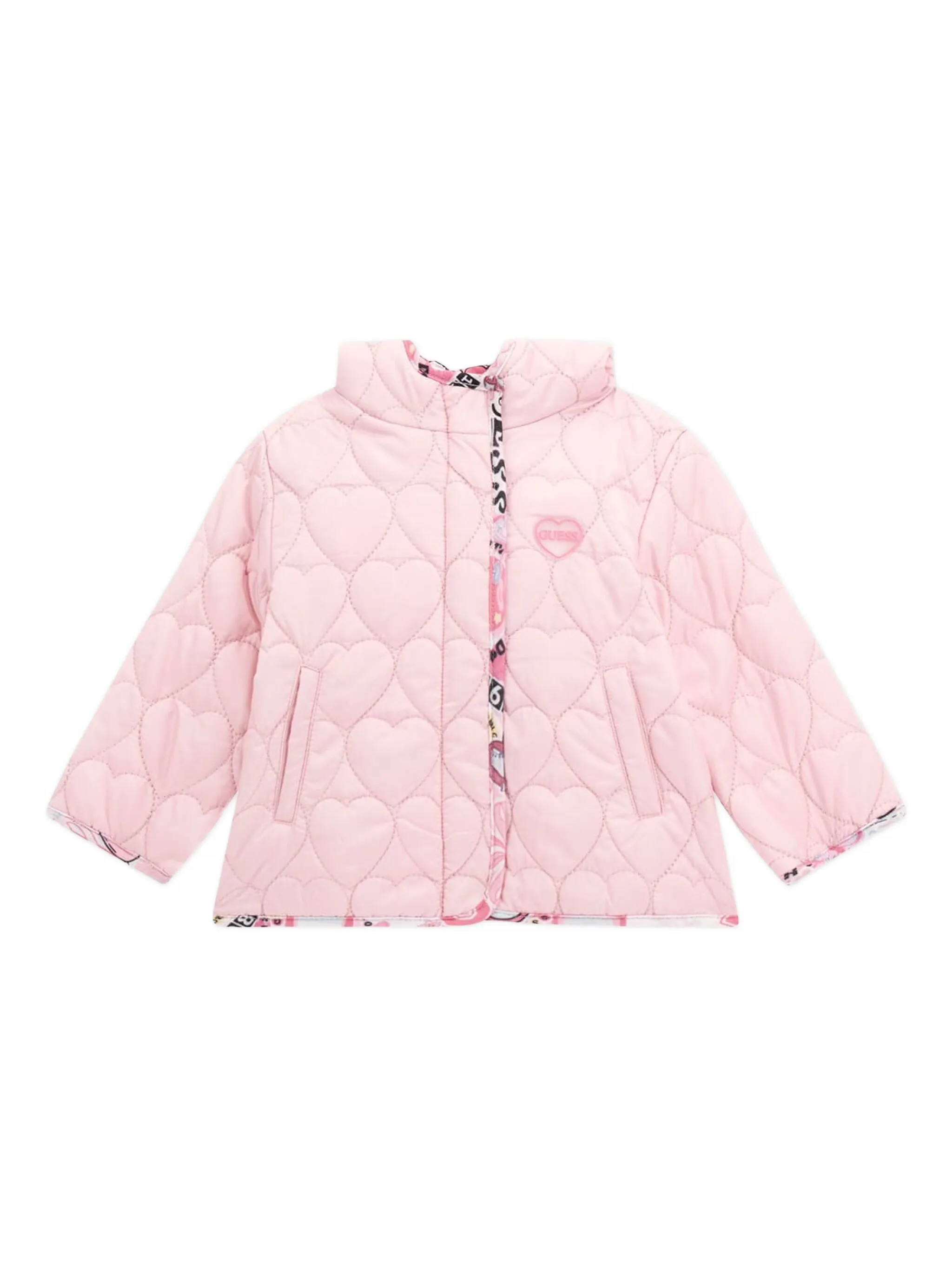 

Стеганая куртка с капюшоном Guess Kids, розовый