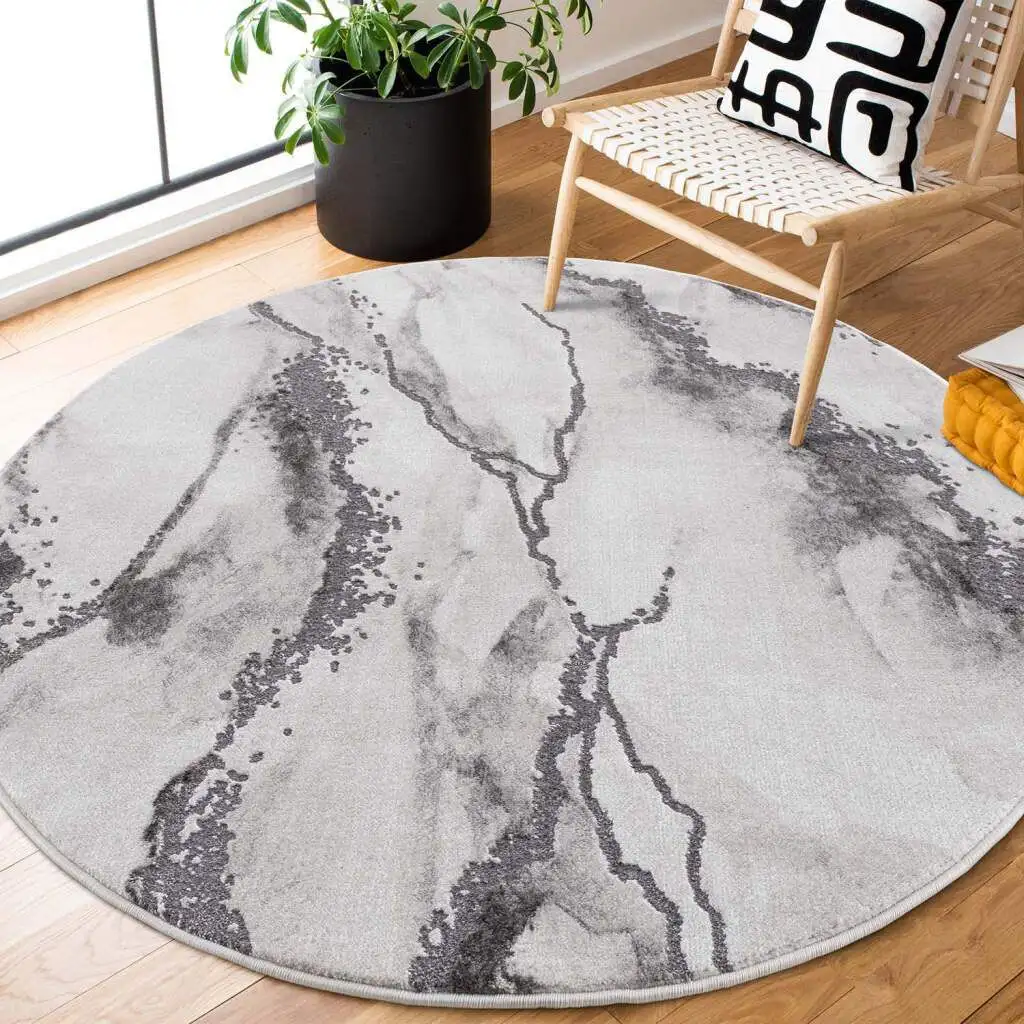 

Ковер Carpet City "Chic", круглый, короткий ворс, абстрактный, современный, мягкий ворс Ø 120 см, серый