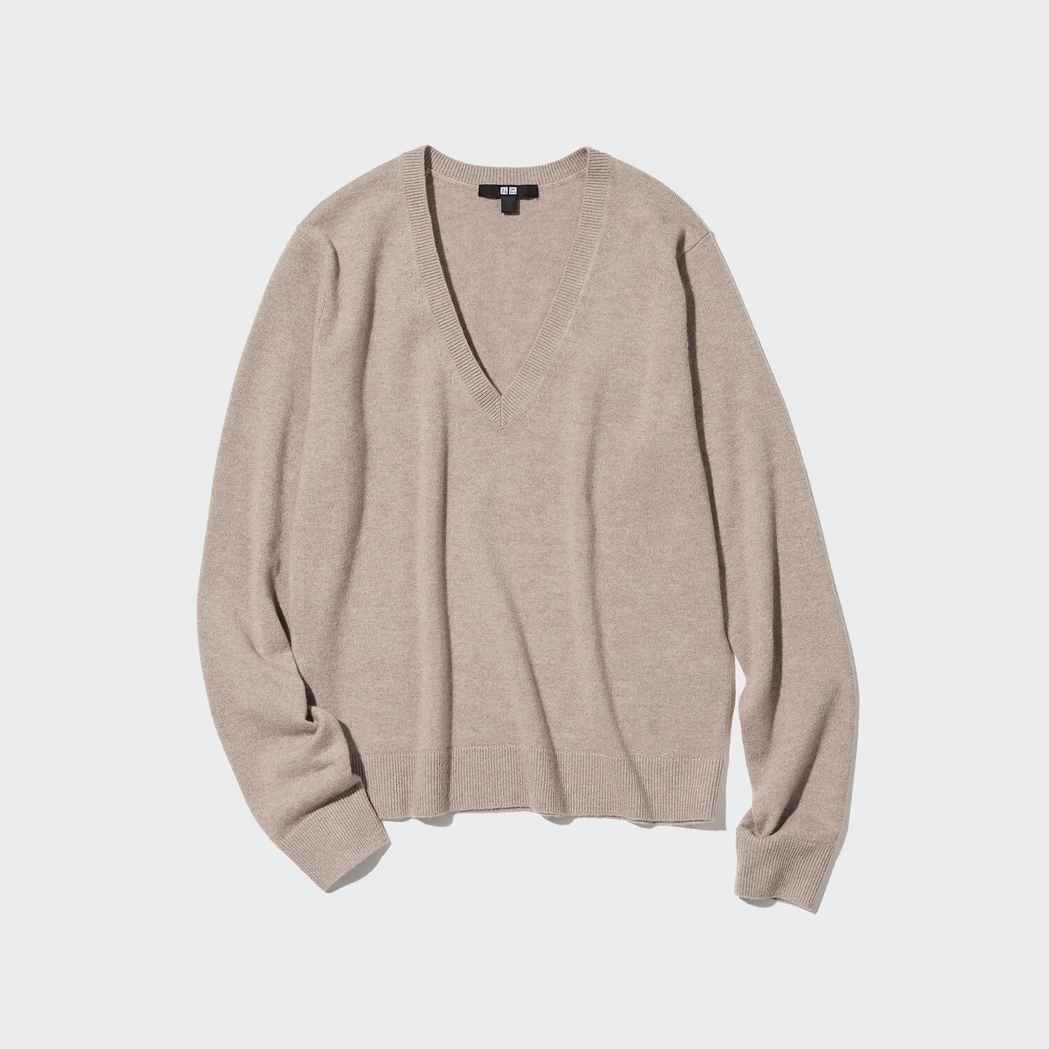 

Джемпер Uniqlo женский из кашемира с v-образным вырезом, бежевый
