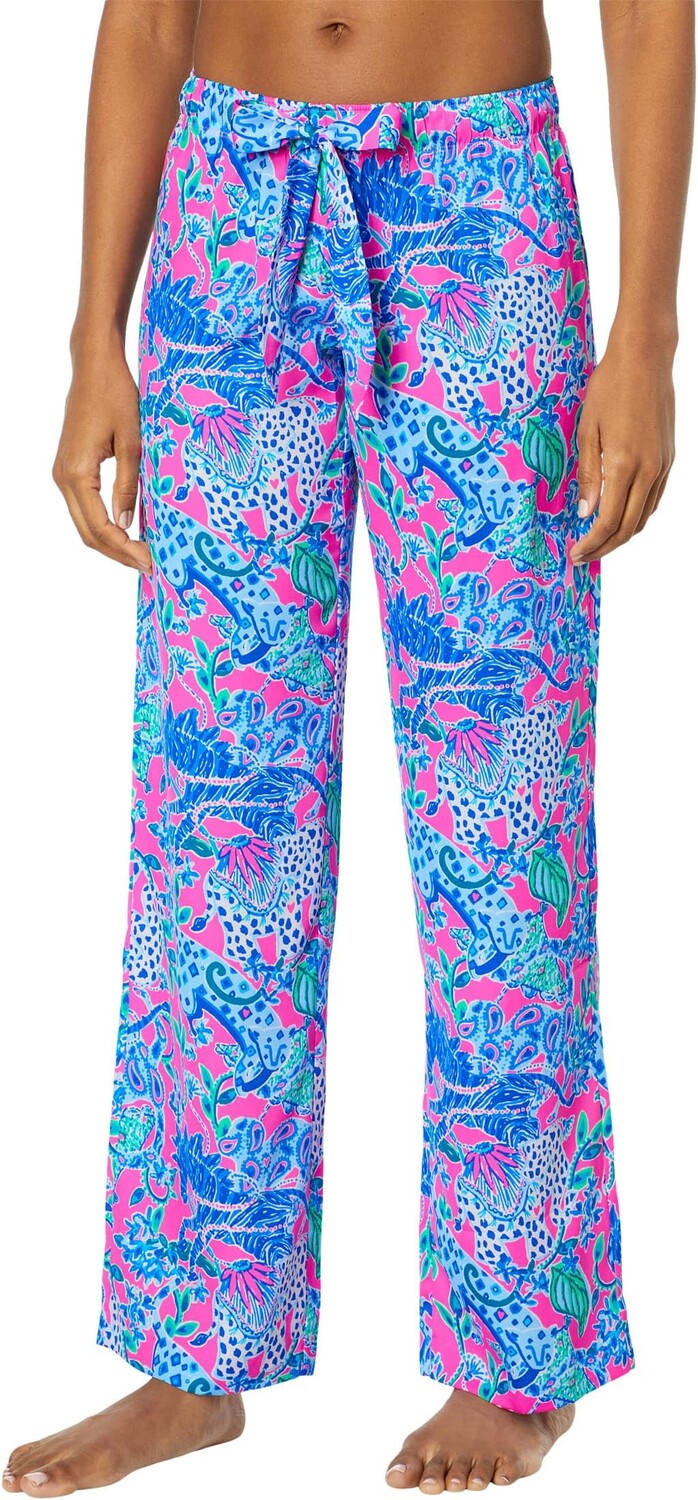 

Пижамные брюки Lilly Pulitzer PJ Woven Pants, цвет Plumeria Pink Untamed Hearts