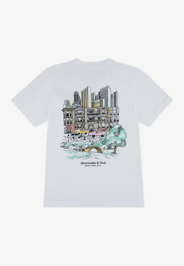 Футболка с принтом в виде эскиза нью-йорка Abercrombie & Fitch, Bright White — фото 2