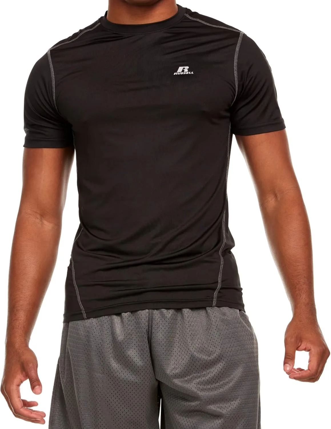 

Russell мужская футболка Active Athletic Fitted Not Tight Dri-Power с коротким рукавом для спортзала и бега Russell Athletic