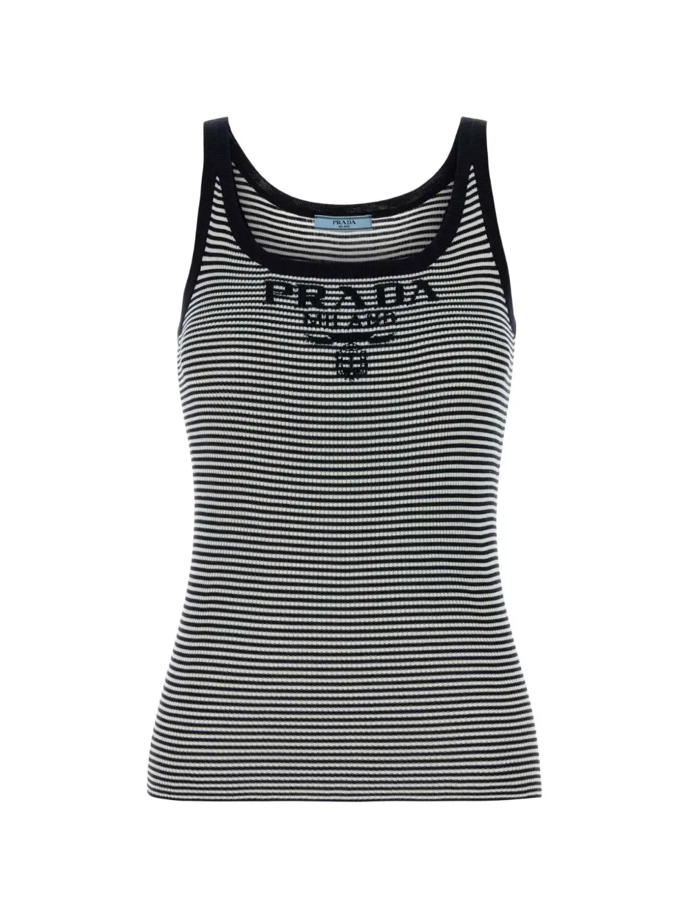 Шелковый топ в полоску Prada, черный