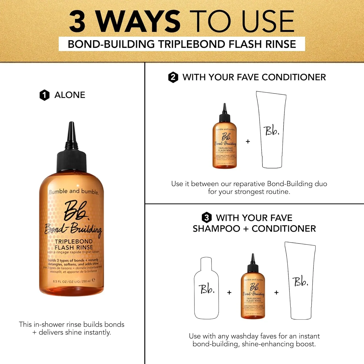 Bumble and bumble Bond-Building TripleBond Flash Rinse для поврежденных волос, укрепляет и придает 2x блеска, для поврежденных тонких и средних кудрявых, волнистых, прямых волос Bumble And Bumble — фото 3