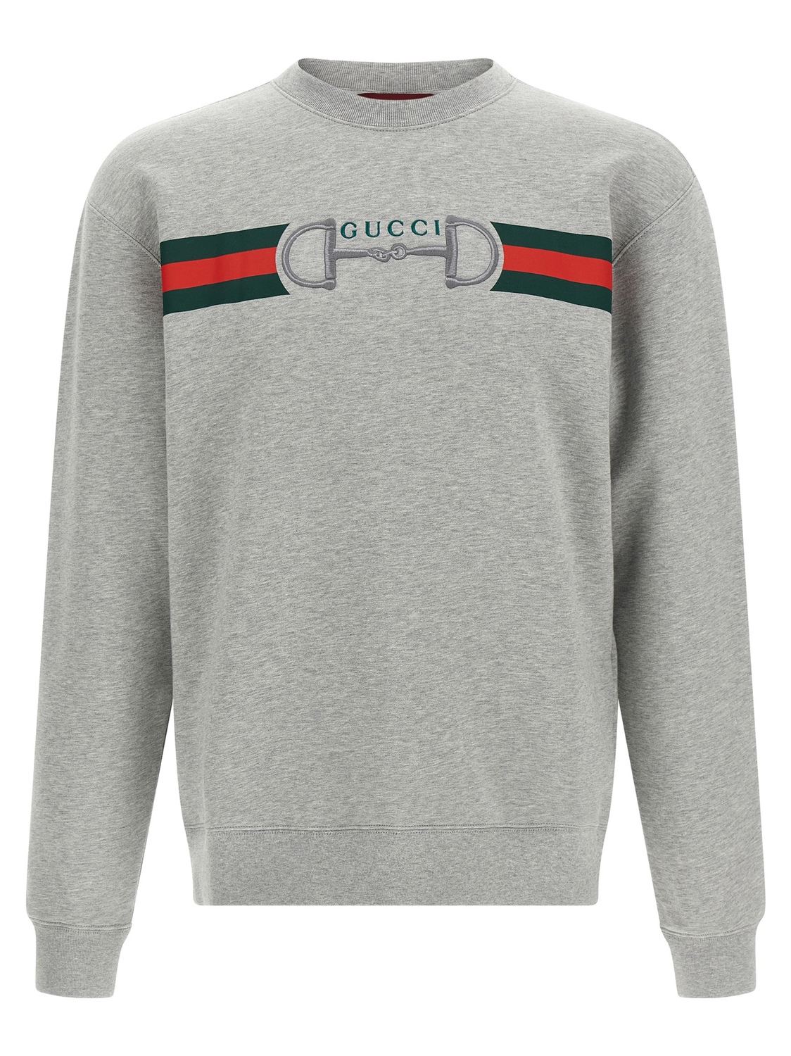 

Свитшот с лентой Web и застежкой Horsebit GUCCI, серый