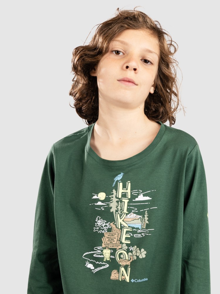 Лонгслив Columbia Dobson Pass Kids Longsleeve T-Shirt, rain forest/ hike on — фото 3