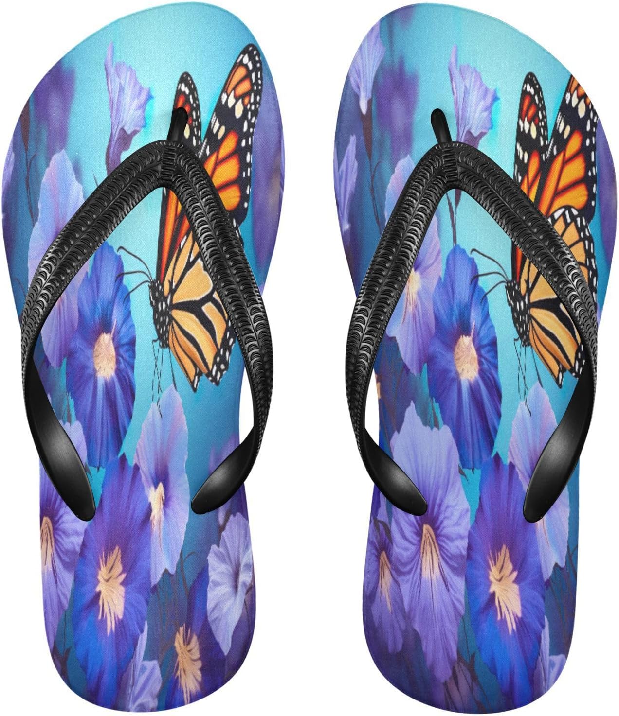 

Сандалии-шлепанцы с фиолетовыми цветами и бабочками для пляжа и душа, резинескользящие летние тапочки для женщин и мужчин Sinestour
