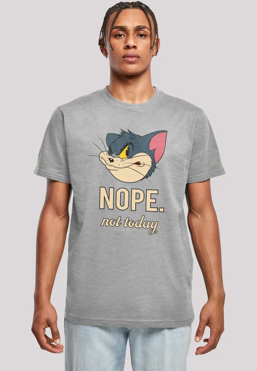 

F4NT4STIC Футболка "Tom and Jerry Nope Not Today", мужская, премиум-мерч, стандартного кроя, базовая, с принтом, серый
