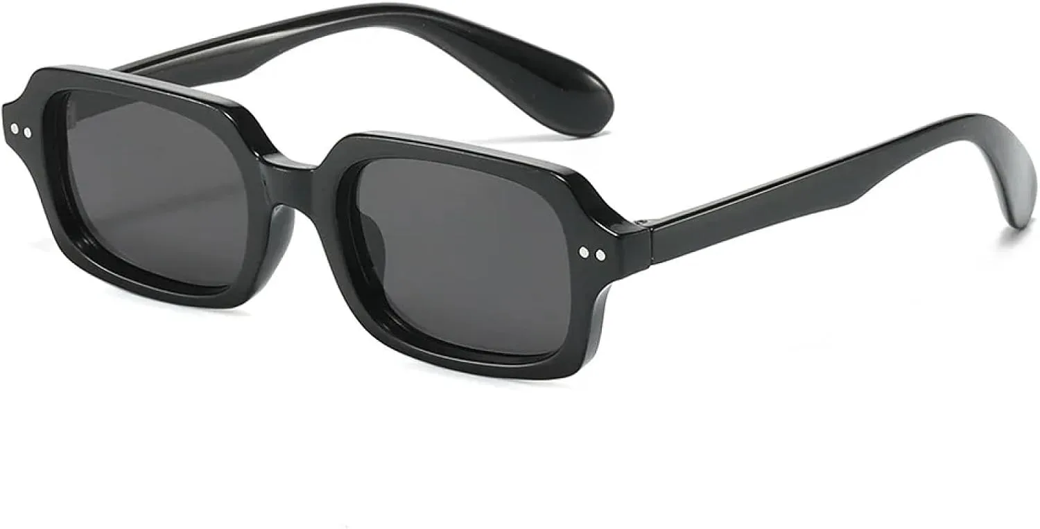 

Классические винтажные солнцезащитные очки с заклепками для женщин и мужчин, роскошные, в маленькой оправе, в стиле панк, популярные TVTBBVV, Black Black