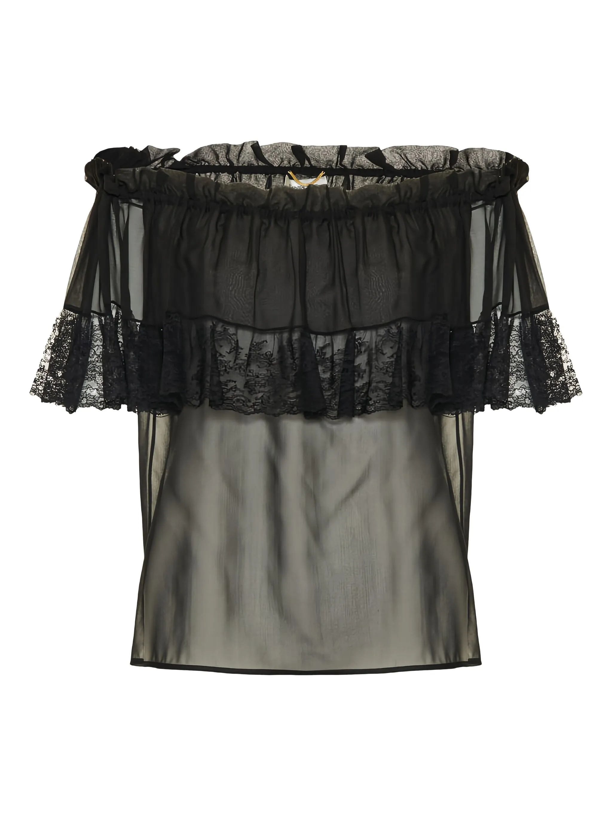 

Топ с кружевом и оборками Saint Laurent, черный