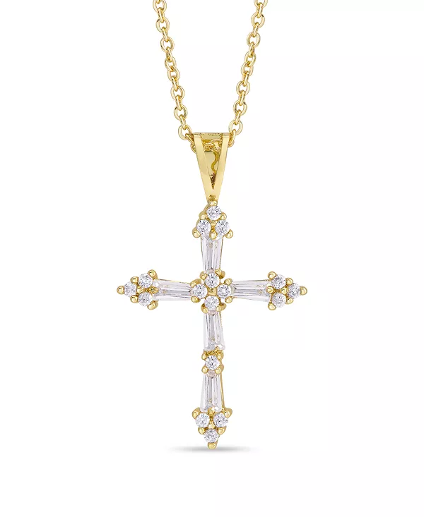 

Подвеска-Крест из кубического циркония, 18 дюймов, серебряная или золотая пластина Macy'S, gold