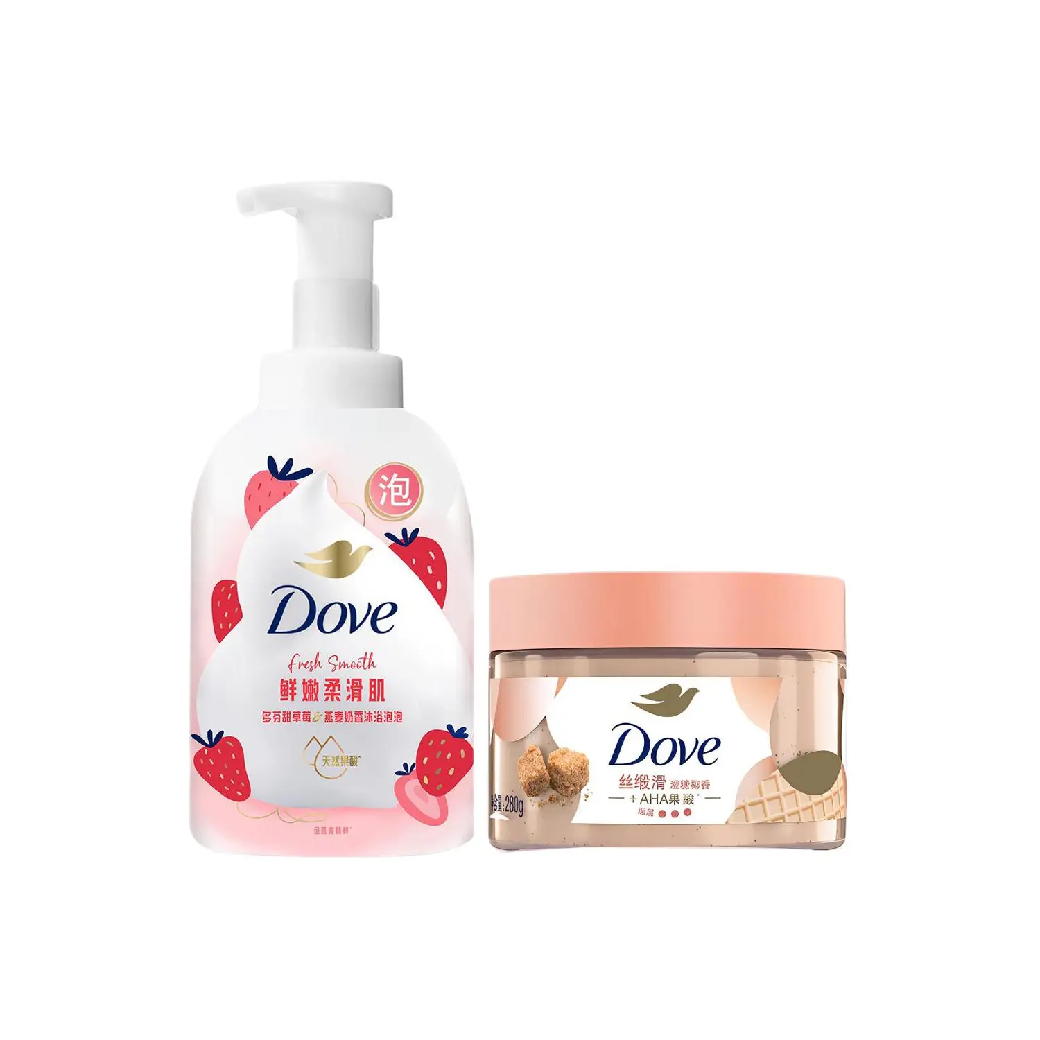 

Набор для ухода с пеной для ванны и скрабом успокаивающий кожу 400мл+298г/400мл*2+298г*2/400мл+280г Dove