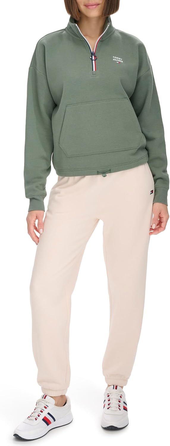 

Женская флисовая толстовка Tommy Hilfiger с застежкой-молнией Quarter Zip, Basil