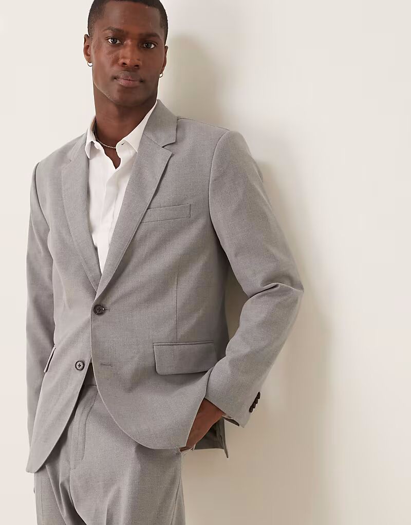 

Классический однобортный пиджак серого цвета Abercrombie & Fitch