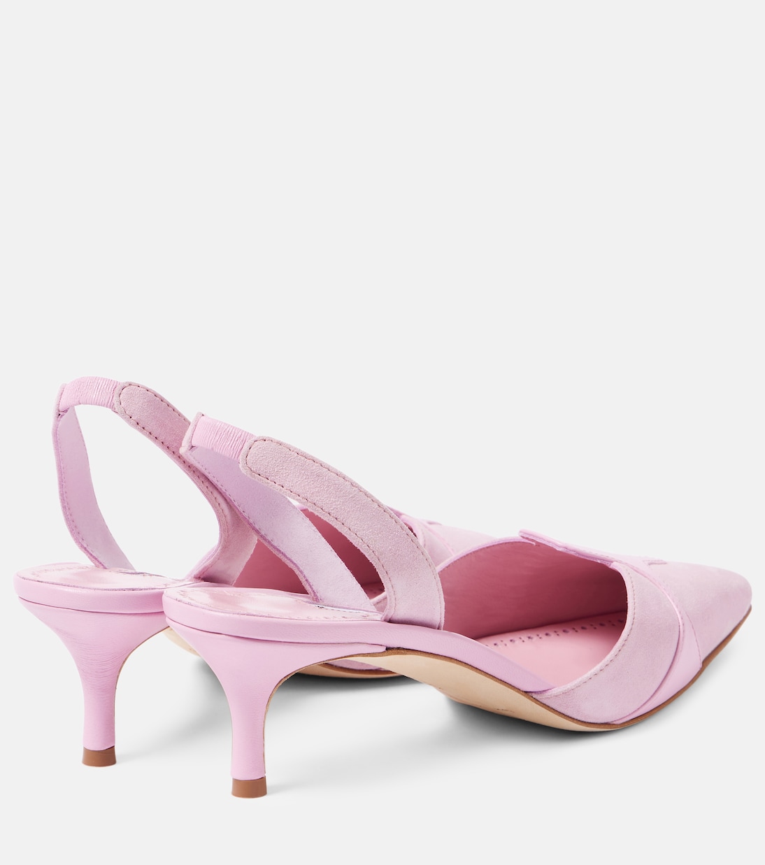 Замшевые туфли-лодочки Poligleto 50 с открытой пяткой Manolo Blahnik, розовый — фото 3